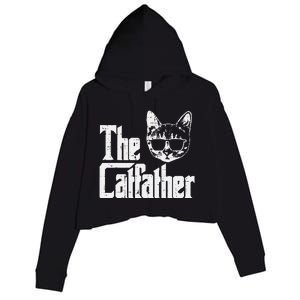 The Catfather Funny Cat Dad Fathers Day Movie Pun Papa Crop Fleece Hoodie