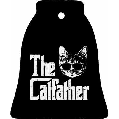 The Catfather Funny Cat Dad Fathers Day Movie Pun Papa Ceramic Bell Ornament