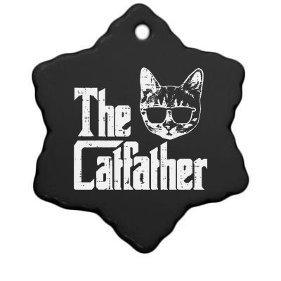 The Catfather Funny Cat Dad Fathers Day Movie Pun Papa Ceramic Star Ornament