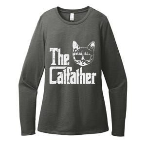 The Catfather Funny Cat Dad Fathers Day Movie Pun Papa Womens CVC Long Sleeve Shirt