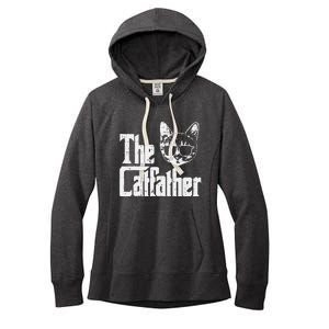 The Catfather Funny Cat Dad Fathers Day Movie Pun Papa Women's Fleece Hoodie