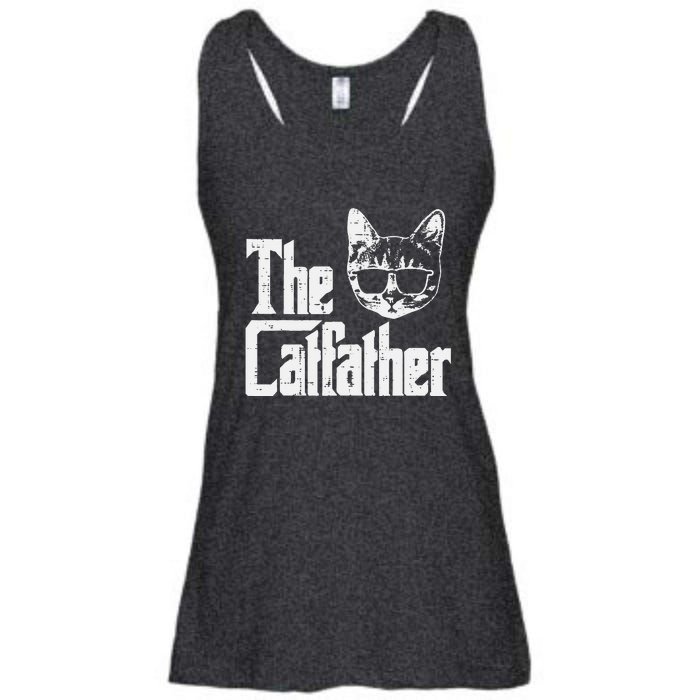 The Catfather Funny Cat Dad Fathers Day Movie Pun Papa Ladies Essential Flowy Tank