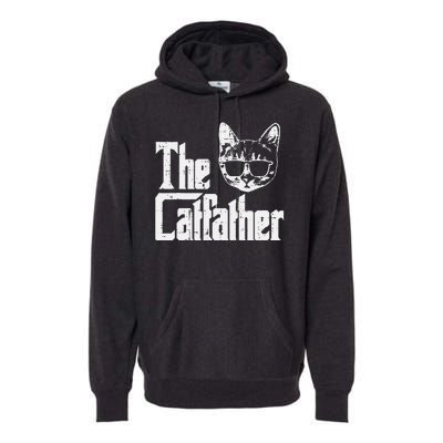 The Catfather Funny Cat Dad Fathers Day Movie Pun Papa Premium Hoodie