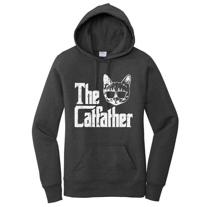 The Catfather Funny Cat Dad Fathers Day Movie Pun Papa Women's Pullover Hoodie