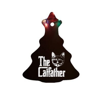 The Catfather Funny Cat Dad Fathers Day Movie Pun Papa Ceramic Tree Ornament