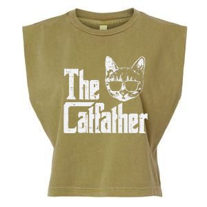 The Catfather Funny Cat Dad Fathers Day Movie Pun Papa Garment-Dyed Women's Muscle Tee