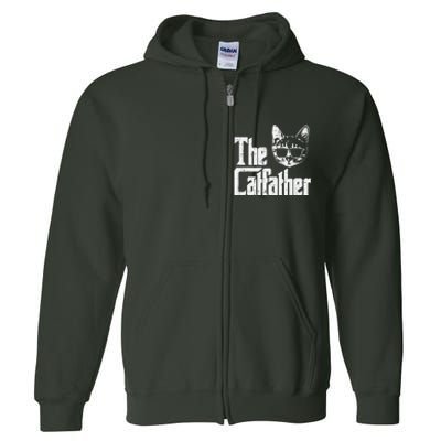 The Catfather Funny Cat Dad Fathers Day Movie Pun Papa Full Zip Hoodie