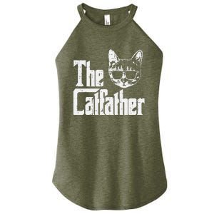 The Catfather Funny Cat Dad Fathers Day Movie Pun Papa Women's Perfect Tri Rocker Tank