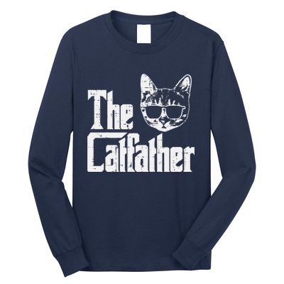 The Catfather Funny Cat Dad Fathers Day Movie Pun Papa Long Sleeve Shirt