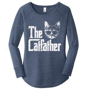 The Catfather Funny Cat Dad Fathers Day Movie Pun Papa Women's Perfect Tri Tunic Long Sleeve Shirt