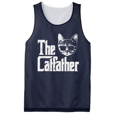 The Catfather Funny Cat Dad Fathers Day Movie Pun Papa Mesh Reversible Basketball Jersey Tank