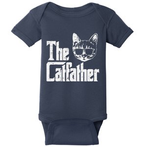 The Catfather Funny Cat Dad Fathers Day Movie Pun Papa Baby Bodysuit