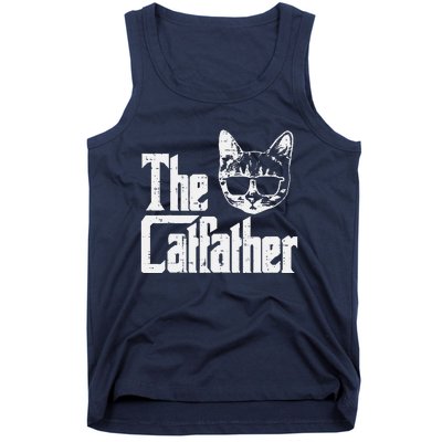 The Catfather Funny Cat Dad Fathers Day Movie Pun Papa Tank Top