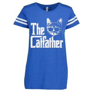 The Catfather Funny Cat Dad Fathers Day Movie Pun Papa Enza Ladies Jersey Football T-Shirt