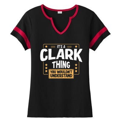 Team Clark Family Member Ladies Halftime Notch Neck Tee