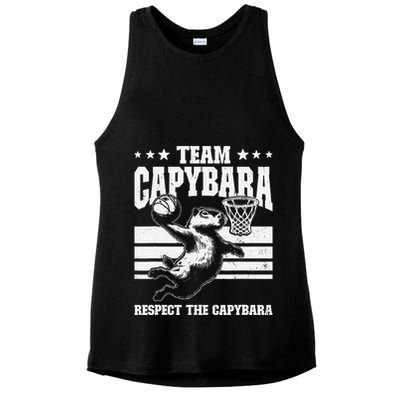 Team Capybara Funny Retro Rodent Capybara Playing Ladies PosiCharge Tri-Blend Wicking Tank