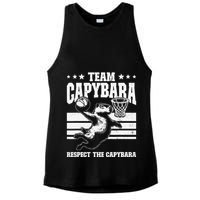 Team Capybara Funny Retro Rodent Capybara Playing Ladies PosiCharge Tri-Blend Wicking Tank