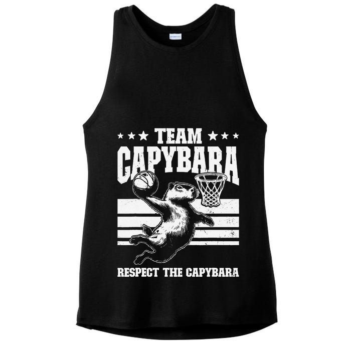 Team Capybara Funny Retro Rodent Capybara Playing Ladies PosiCharge Tri-Blend Wicking Tank