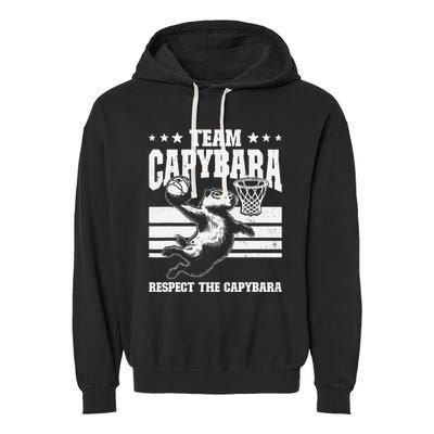 Team Capybara Funny Retro Rodent Capybara Playing Garment-Dyed Fleece Hoodie