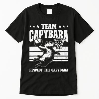 Team Capybara Funny Retro Rodent Capybara Playing Tall T-Shirt