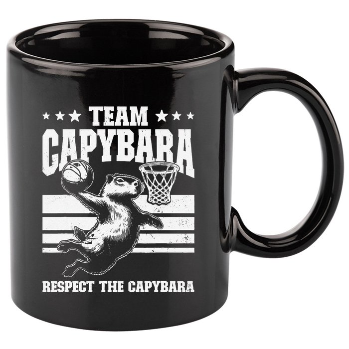 Team Capybara Funny Retro Rodent Capybara Playing 11oz C Handle Ceramic Mug