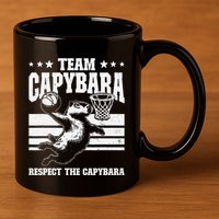 Team Capybara Funny Retro Rodent Capybara Playing 11oz C Handle Ceramic Mug