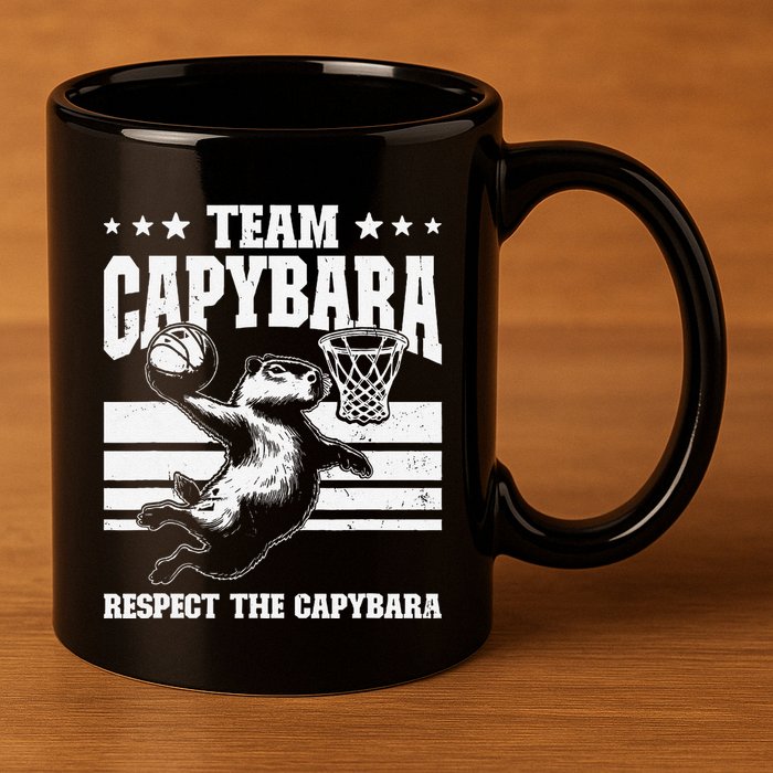 Team Capybara Funny Retro Rodent Capybara Playing 11oz C Handle Ceramic Mug
