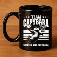Team Capybara Funny Retro Rodent Capybara Playing 11oz C Handle Ceramic Mug