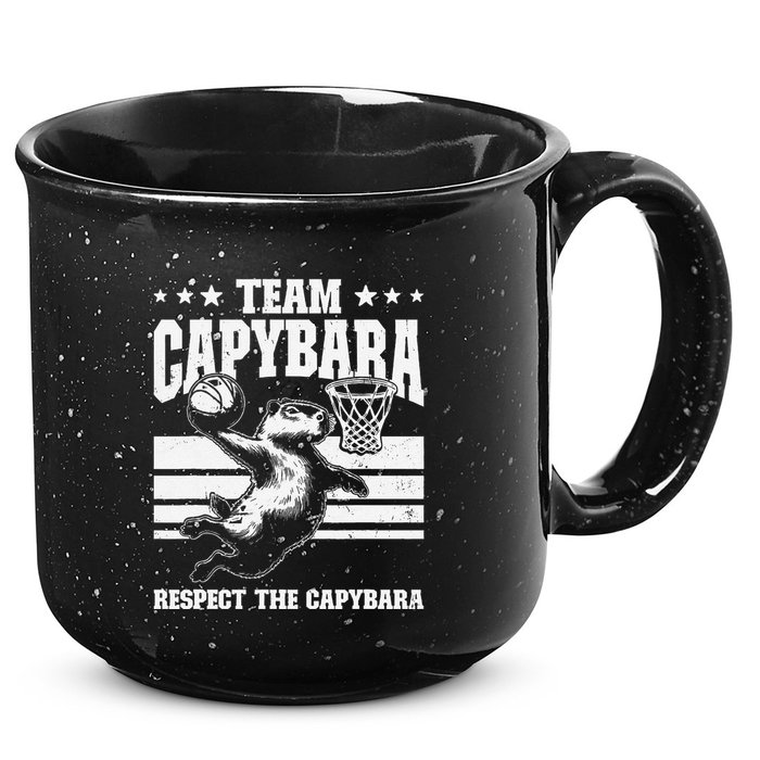 Team Capybara Funny Retro Rodent Capybara Playing 15oz Campfire Ceramic Mug