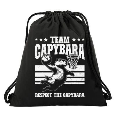 Team Capybara Funny Retro Rodent Capybara Playing Drawstring Bag