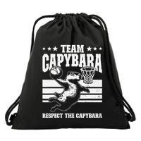 Team Capybara Funny Retro Rodent Capybara Playing Drawstring Bag
