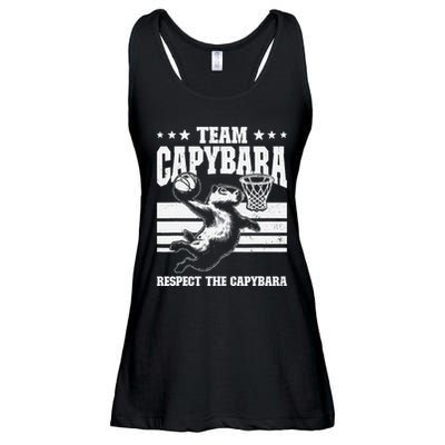 Team Capybara Funny Retro Rodent Capybara Playing Ladies Essential Flowy Tank