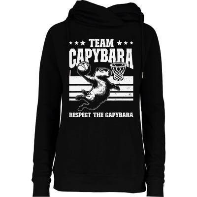 Team Capybara Funny Retro Rodent Capybara Playing Womens Funnel Neck Pullover Hood