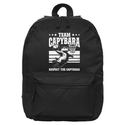 Team Capybara Funny Retro Rodent Capybara Playing 16 in Basic Backpack