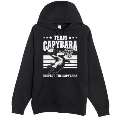 Team Capybara Funny Retro Rodent Capybara Playing Premium Pullover Hoodie
