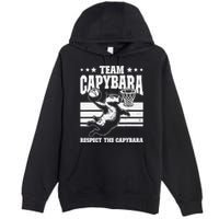 Team Capybara Funny Retro Rodent Capybara Playing Premium Pullover Hoodie
