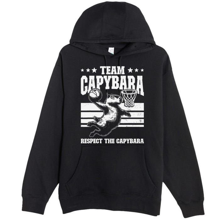 Team Capybara Funny Retro Rodent Capybara Playing Premium Pullover Hoodie