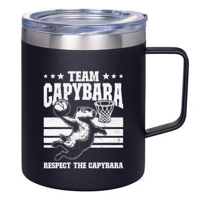 Team Capybara Funny Retro Rodent Capybara Playing 12oz Stainless Steel Coffee Mug
