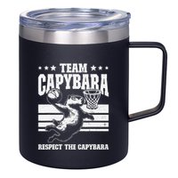 Team Capybara Funny Retro Rodent Capybara Playing 12oz Stainless Steel Coffee Mug