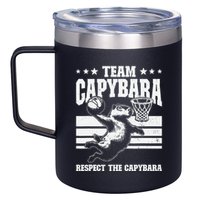 Team Capybara Funny Retro Rodent Capybara Playing 12oz Stainless Steel Coffee Mug