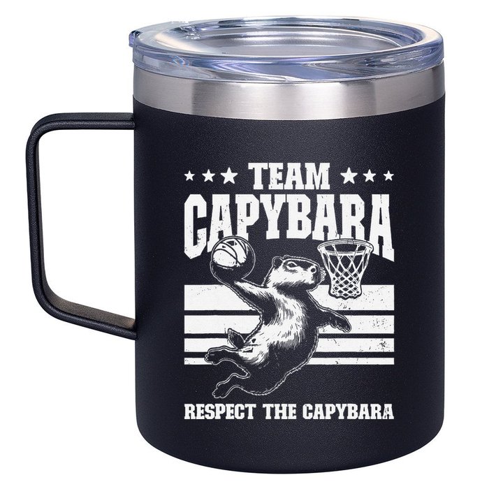 Team Capybara Funny Retro Rodent Capybara Playing 12oz Stainless Steel Coffee Mug
