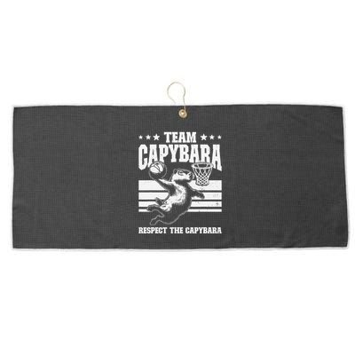 Team Capybara Funny Retro Rodent Capybara Playing Large Microfiber Waffle Golf Towel