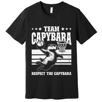 Team Capybara Funny Retro Rodent Capybara Playing Premium T-Shirt