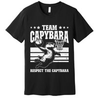 Team Capybara Funny Retro Rodent Capybara Playing Premium T-Shirt