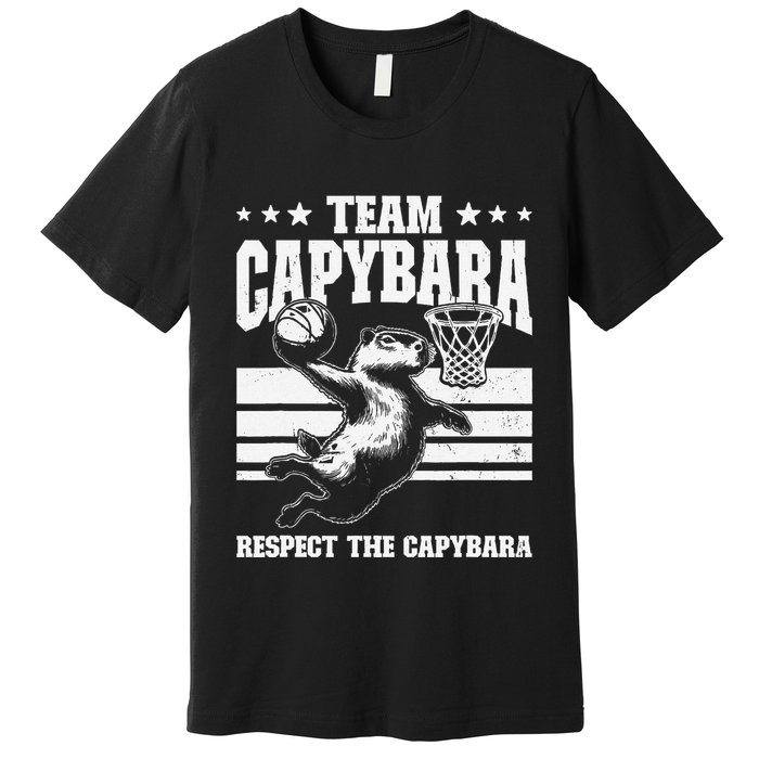 Team Capybara Funny Retro Rodent Capybara Playing Premium T-Shirt