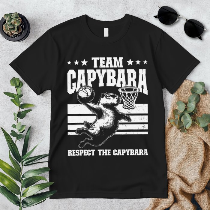 Team Capybara Funny Retro Rodent Capybara Playing Premium T-Shirt
