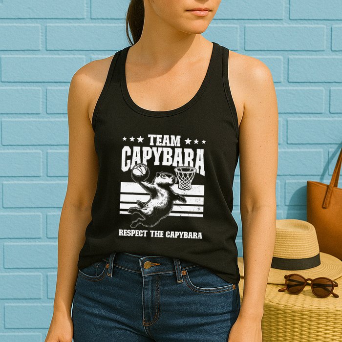 Team Capybara Funny Retro Rodent Capybara Playing Womens Tank Top