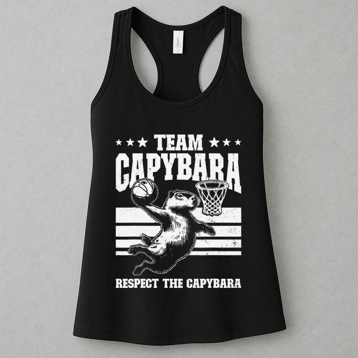 Team Capybara Funny Retro Rodent Capybara Playing Womens Tank Top