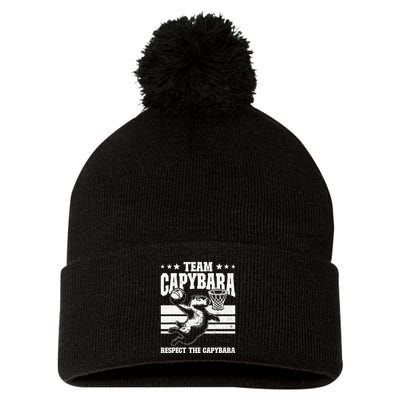 Team Capybara Funny Retro Rodent Capybara Playing Pom Pom 12in Knit Beanie