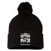 Team Capybara Funny Retro Rodent Capybara Playing Pom Pom 12in Knit Beanie